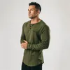 Casual Long Sleeve Cotton T-shirt Men Gym Fitness Bodybuilding Workout Slim T Shirt Male Solid Tee Tops Sport Training Clothing 210421