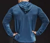 blue Autumn winter thick Running Man Men Long Sleeve Hooded Gym T shirt Fitness Training T-shirt Quick Dry Breathable Sports