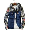 Floral jacka höst mens hooded jackor smal passform långärmad homme trendig windbreaker coat märke kläder droppe 210928