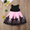Kids Girl Big Bow Princess Dress Formal Sleeveless Lace Tulle Tutu Wedding Party Dresses Girl Back Hollow Out Ball Gown 1-6Y Q0716