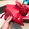 Luxury Designer Women Sandal Flat Leather Slide Slippers Petals 3D Rose Hight Sandals Sexy Ladies Summer Slippers with Box