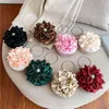 Red Flower Clutch Purse Women Round Evening Bag Crystal Diamond Wedding Silk Handbag Exquisite Chain Shoulder Bags FTB154 220224