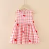 # Cute Baby Girls Princess Dress Girls Summer Baby Strawberry Print Plaid Dress Summer Panty Suit Q0716