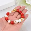 Guaiguai bijoux rouge corail blanc perle blanc keshi perle cz pave connecteur bracelet fait à la main pour femmes vraie dame bijoux 4429123