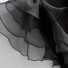 Seksi Derin V Boyun Siyah Elbise Cascading Ruffles Kelebek Kollu Organpatchwork Vestido İnce Mini Kadın Chic ES 210430
