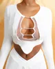 All Black White See Through Mesh Patchwork Loungewear Women Two Piece Sets Crop Top Tunic Skinny Pencil Pants Sexy Outfits 210525