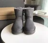 Botas de nieve de invierno clásicas para mujeres y niños, zapatos de cuero dividido de vaca Real, botas con lazo para niños y mujeres