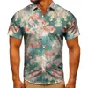 Erkek Casual Gömlek 2021 Nefes Sokak Moda Eğilim Dijital Flamingo Baskı T-Shirt Gömlek Hawaii Yaz