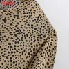 Tangada Women Leopard Summer Dress Puff Short Sleeve Ladies Midi Dress Vestidos 7Y15 210609