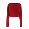 Spadek dzianiny Cardigan Button Up Korean Cute Swetry Cropped Women Kawaii Crop Sweter Knitting Top Streetwear 210520