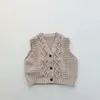 Modèles de printemps d'enfant en coton pull à col en v gilet pull enfant en bas âge garçon chandails bébé fille vêtements 210701