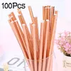 Drinking Straws 100pcs/lot Foil Rose Gold Paper Kids Birthday Party Wedding Decoration Bridal Shower