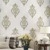 Tapeten Europäische 3D-geprägte Tapete Luxus Grau Beige Pfau Grün Vlies Tapete Wohnzimmer Home Hintergrund