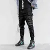 Men's Side Pockets Harem Pants 2021 Autumn Hip Hop Casual Ribbons Design Male Joggers Trousers Fashion Streetwear Pant Black Y0811