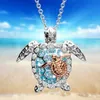 Casual Necklace for Women Zircon Charm Beach Turtle Necklaces Sliver Rose Gold Unique Jewelry Gift