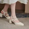 Sandals PXELENA Women Plus Size 34-43 String Beads Block High Heels Square Toe 2021 Summer Shoes Dress Party Date Ladies Office