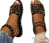 Été femmes Rivet appartements sandales dames cheville boucle sangle Punk chaussures PU femme grande taille mode nouveau pour Sharri # fr53