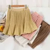 Lato Luźna Wysoka Talia Plised Solid Color Color A-Line Spódnica All-Mecz Temperament Krótka spódnica Kobieta 210507