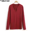 Vintage female T-shirt women tops & tees female tshirt for women V-neck long sleeve womens shirts Plus size T-shirts for women 210519