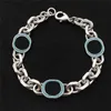 Collana con bracciale a catena smaltata di lusso Set di collane con lettera firmata da donna Gioielli con braccialetti con sigillo in acciaio con confezione regalo