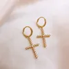 Boucles d'oreilles pendantes en forme de croix brillante pour femmes, bijoux de luxe de styliste, incrustation de haute qualité, accessoires en Zircon, pour fête de mariage, nouvelle collection