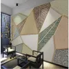 Moderno papel de parede 3d geométrico folha textura luz luxo dourado linha fundo parede