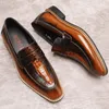 İlkbahar / Sonbahar Erkek Hakiki Deri Oxford Ayakkabı Slip-On Elbise Ayakkabı Erkekler Için Siyah Haki İş Ofis Düğün Flats Ayakkabı