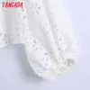 Women Retro Hollow Out Embroidery Romantic Blouse Long Sleeve Chic Female Shirt Tops 6Z30 210416