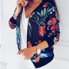 Jocoo Jole Kvinnor Höst Retro Blommigtryck Zipper Up Casual Jacket Långärmad Outwear Women Basic Jacket Bomber 5XL Famale 210518