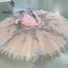 Tutu professionale per bambole fata rosa pesca di alta qualità YAGP Concorrenza Balletto Costumi di scena Pancake Tutu per ragazze BT4002