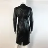 플러스 사이즈 가을 겨울 드레스 패션 2021 여성 스탠드 긴 소매 가짜 가죽 지퍼 블랙 캐주얼 Bodycon KN-Length Dresses