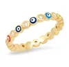 Boemia arcobaleno malvagio occhio strass riempito anelli oro con pietre laterali vintage signore anello anello gioielli per le donne alla rinfusa