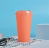 텀블러 16oz 열 색상 변경 컵 5 색당 세트 당 똑바로 마시는 플라스크 플라스틱 sippy 컵 휴대용 물병 a02
