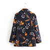 Elegant women floral print blazers fashion ladies vintage jackets suit female double breast s girls chic jacket 210427