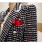 Abrigo de Tweed a cuadros para mujer de invierno de alta calidad, mezcla de lana OL de oficina, chaqueta de manga larga con doble botonadura, casaco femenino 210518