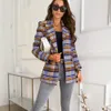 Kadın Blazer Rahat Uzun Kollu Ince Ceketler Blazers Sonbahar Ofis Takım Elbise Çizgili Ceket Hırka Örgün Femme Mont 211006