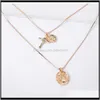 Necklaces & Pendants Drop Delivery 2021 Blingbling Stylish Simple Multi-Layer Double Cross Necklace Original Coin Pendant ! Jewelry Wholesale