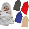 Solid Wool Baby Receiving Blankets Newborn Sleeping Bag Hooded Infant Swaddling Towel Baby Boy Wrap Bedding Quilt Knitting Coat 210413