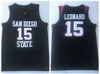 Nikivip NCAA San Diego State Aztecs 15 Kawhi Leonard College Basketball Jerseys Black White Университетские рубашки сшиты