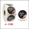 Wrap Event Festive Supplies Home Gardenwhatilife 500Pcs Wedding Birthday Party Festival Regali Adesivi sigillanti Fiore Grazie Stampa Diar