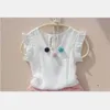 Kinderen Zomer Kleding Mode Teenage Mouwloze Witte Blouses Chiffon Pure Color Baby Meisjes Geparandeerde Shirts Tops voor 210622