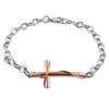 Link Chain European And American Religious Belief Cross Couple Bracelet Titanium Steel Diamond Inlaid Fashion Alphanumeric Jewelry Fawn22