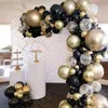 Preto ouro balão arco arco confetti latex baloons formatura feliz 30th 40th 50th festa de aniversário decoração de festa adultos 211216