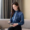 Frühling Chiffon Langarm Frauen Shirts Elegante Büro Dame Blau Frauen Tops und Blusen OL Frauen Blusen Blusa 8272 50 210528