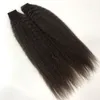 40pcs Kinky Straight Tape In Human Hair Extensions For Black Women Adhesive Invisible Coarse Yaki