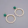 Guaiguai Jewelry Green Malachite Gold Kolor Big Circle Hoop Stude Kolczyki ręcznie robione dla kobiet prawdziwe klejnoty kamienna dama moda Jewellry7438962