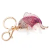 Dalaful Exquisite Enamel Crystal Fish Key Chains Holder Goldfish Bag Buckle HandBag Pendant For Car Keyrings KeyChains K239 G1019