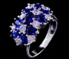 Fedi nuziali Luxury Female Pink Purple Blue Flower Ring Fashion Silver Color Engagement Promise For Women Edwi22