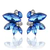 Stud LUBOV Trendy Blue Crystal Stone Piercing Earrings Rhinestone Inlaid Gold Silver Color Metal For Women Jewelry 2021