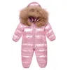 Jumpsuits -30 Degree Russian Winter Baby Snowsuit Real Fur Waterproof Boys Rompers Born Jumpsuit Toddler Down Snow Suit